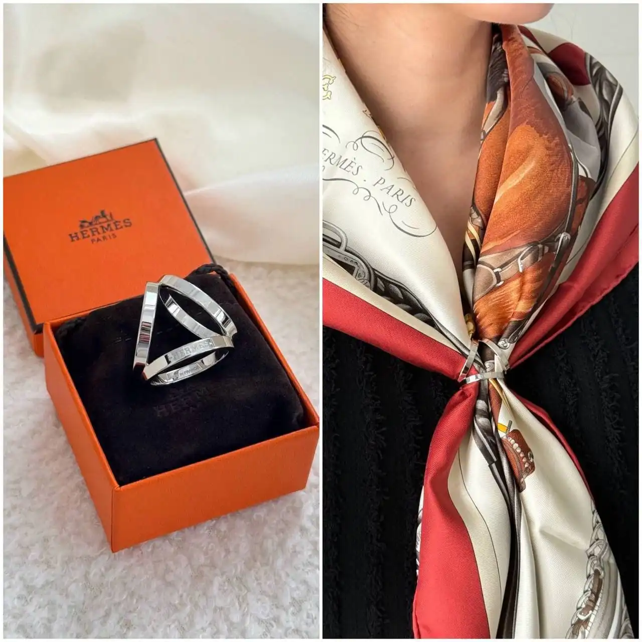 Hermes Trio Scarf 90 Ring - SHW