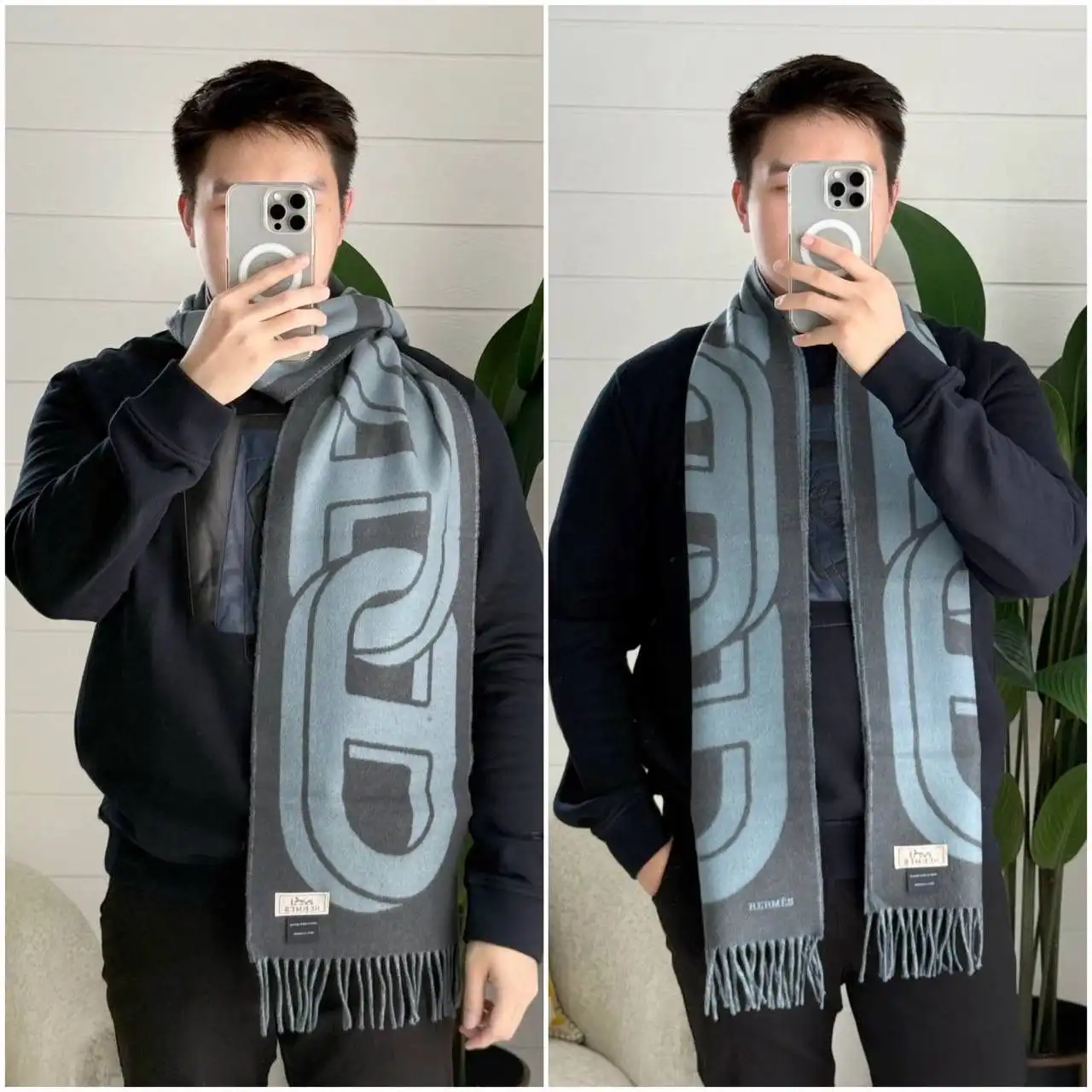 Hermes Hermes Maillons TGM Scarf Eucalyptus / Orage