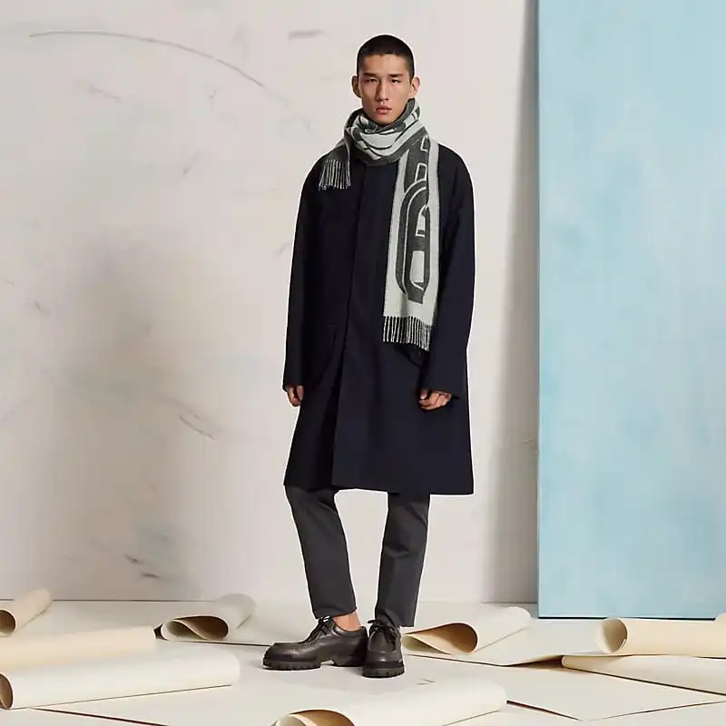 Hermes Maillons TGM Scarf Gris Chine Clair / Flanelle - photo 5