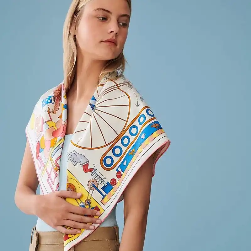 Hermes Tea for Two Scarf Creme / Jaune Vif / Multicolor - photo 5