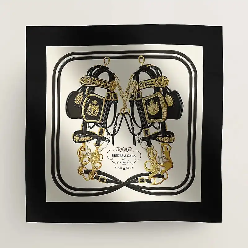 Hermes Brides De Gala Scarf Noir / Black  / Creme / Gold - photo 4