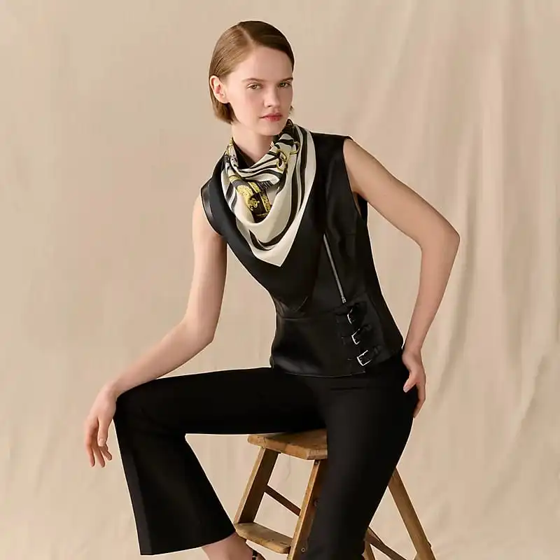 Hermes Brides De Gala Scarf Noir / Black  / Creme / Gold - photo 6