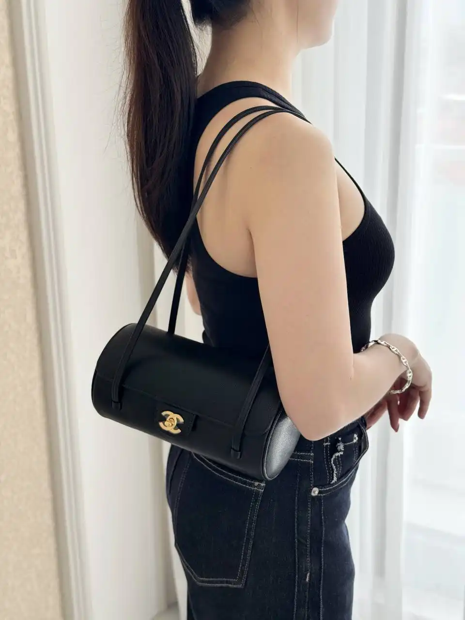Chanel Perppy Bowling Grained Leather Black GHW - photo 11