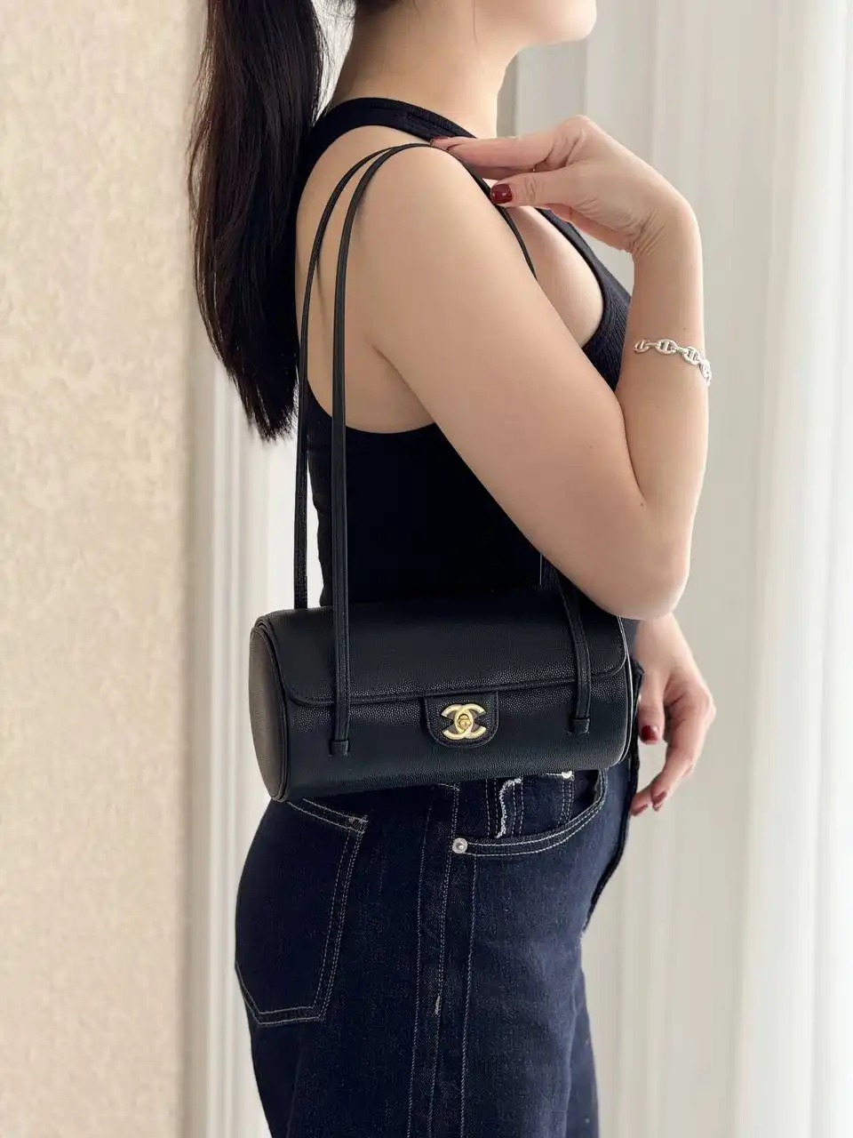 Chanel Perppy Bowling Grained Leather Black GHW - photo 10