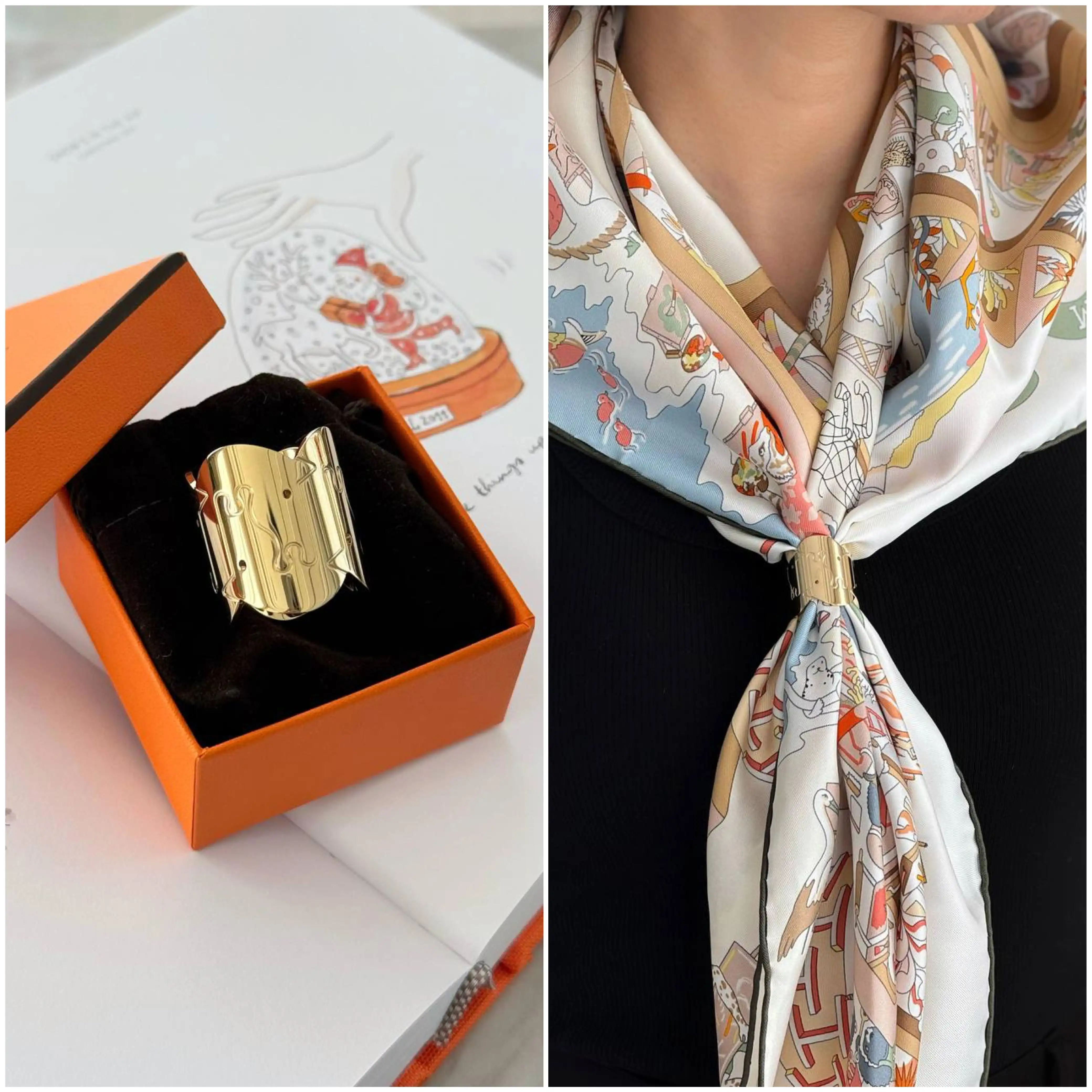 Hermes Hermes Scarf Ring Parthenon Scarf Ring GHW