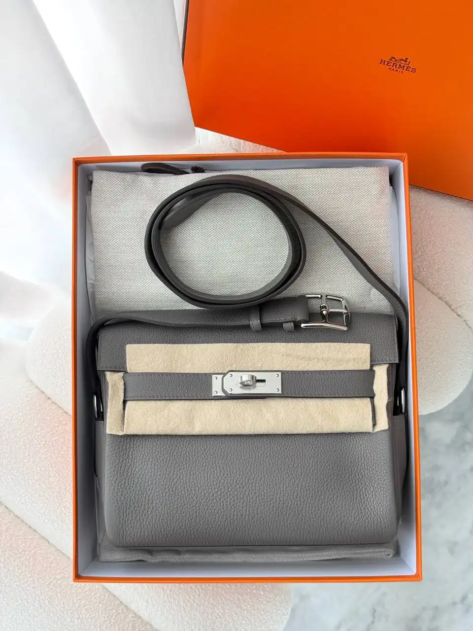 Hermes Hermes Kelly Messenger Gris Etain PHW