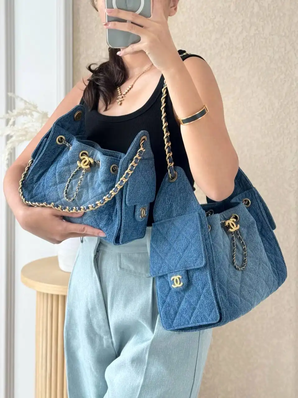 Chanel 25 / C25 Small Denim Blue GHW - photo 7