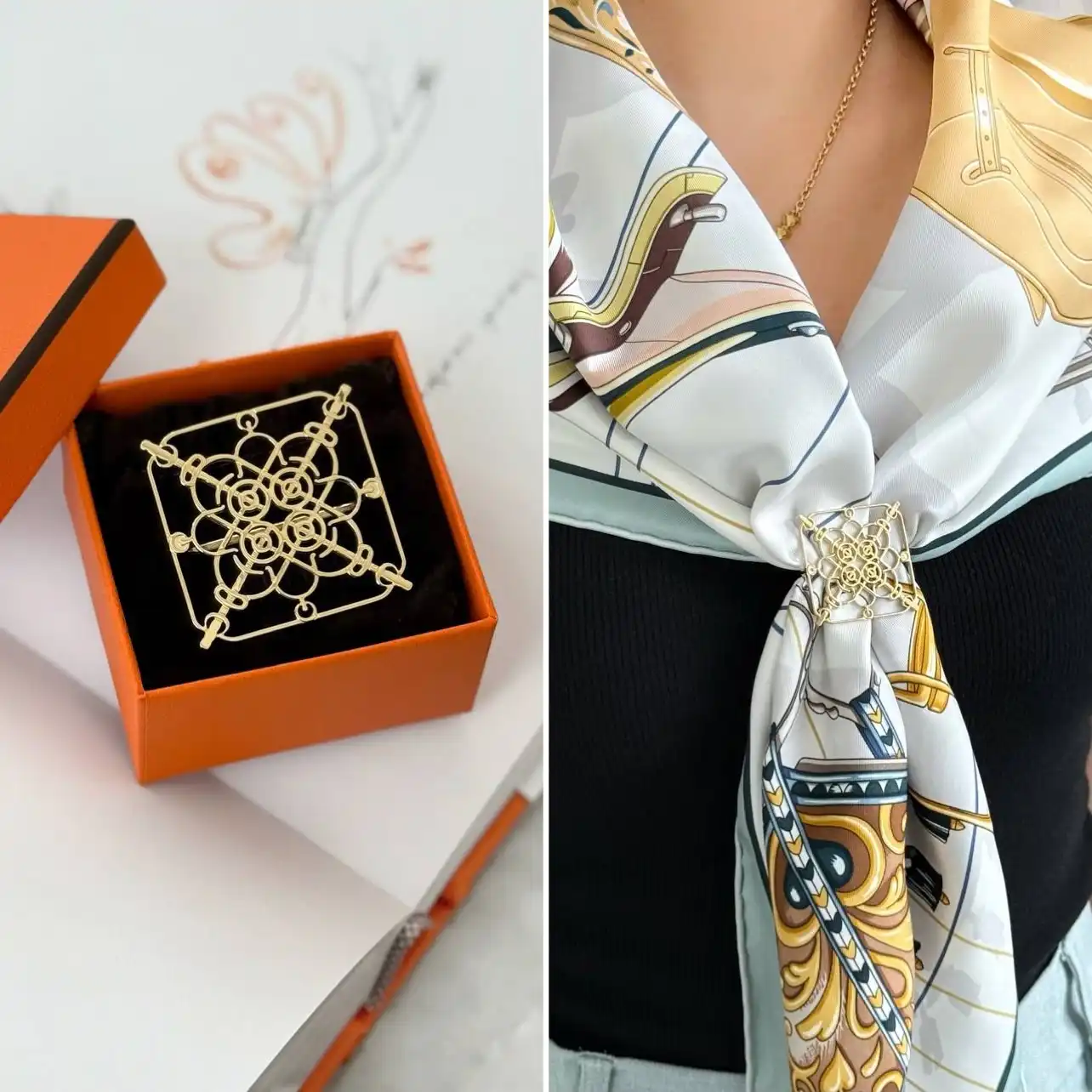 Hermes Hermes Scarf Ring Eperon dOr Cisele Scarf Ring GHW
