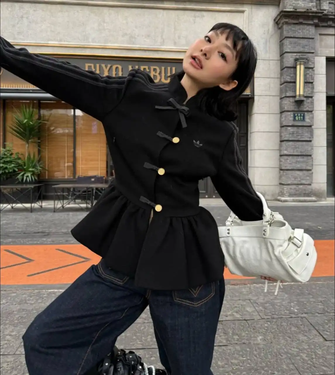 Adidas Peplum Cheongsam Jacket Black - photo 6