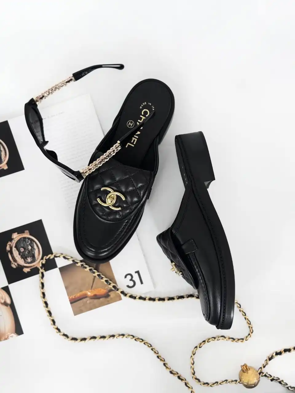 CHANEL Quilted CC Turnlock Mules Black GHW | Snowceline Luxuries