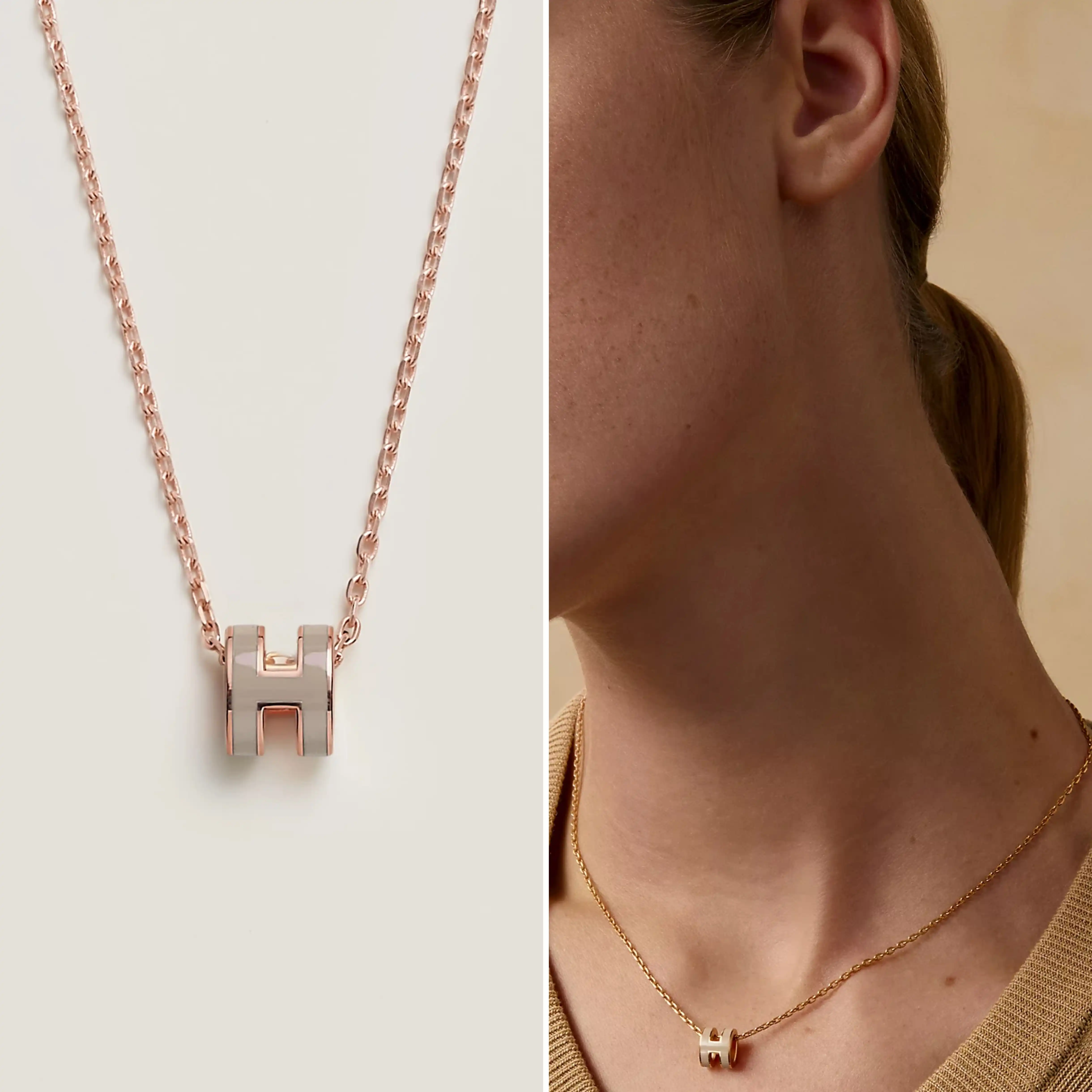 Hermes Mini Pop H Pendant Necklace Marron Glace - photo 3