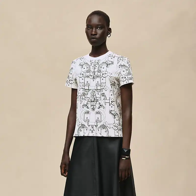 Hermes Tshirt Droit Imprime Blanc - photo 3