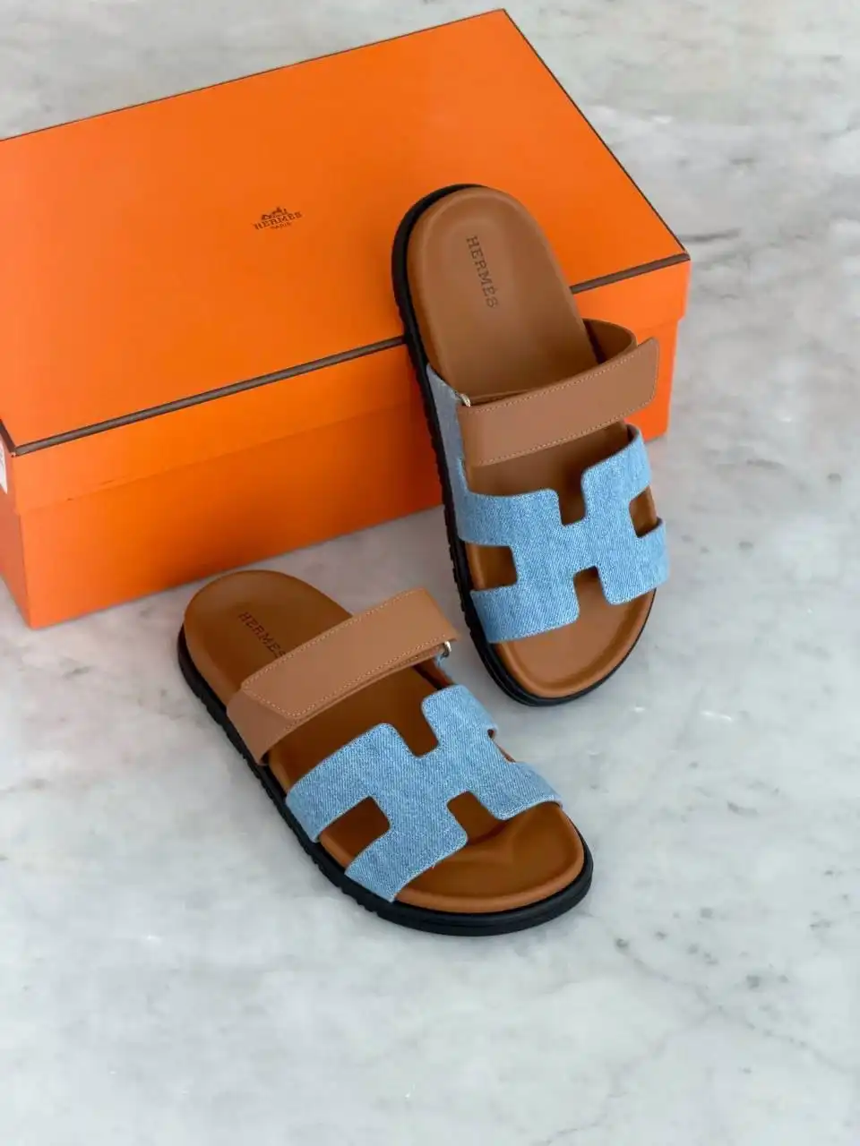 Hermes Chypre Sandal Denim Bleu Clair / Naturel - photo 2