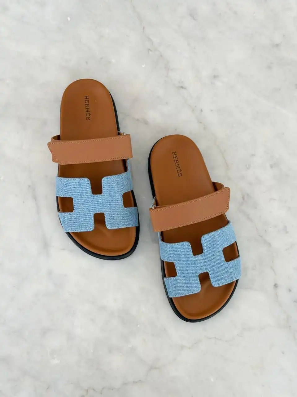 Hermes Chypre Sandal Denim Bleu Clair / Naturel - photo 3