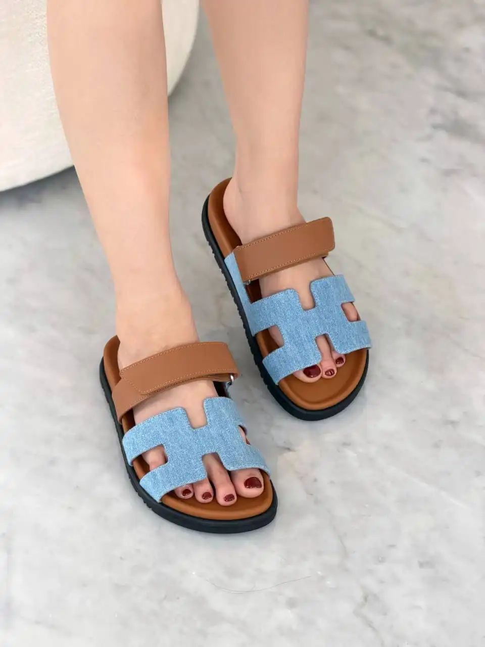Hermes Chypre Sandal Denim Bleu Clair / Naturel - photo 5