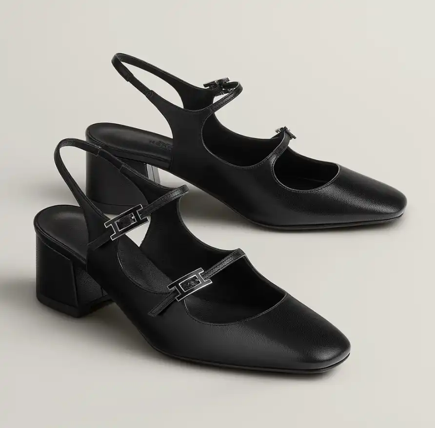 Hermes Jackie 50 Pump Slingback Black - photo 4