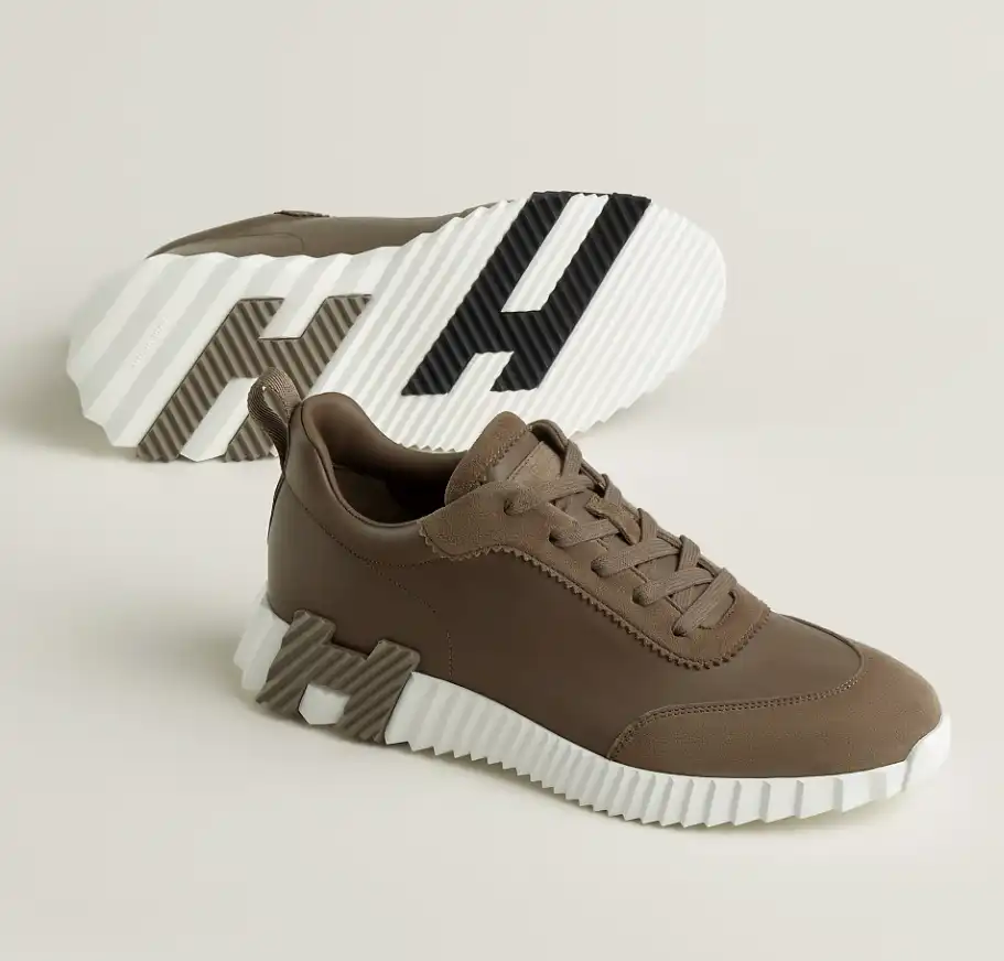 Hermes Bouncing Sneakers Leather Suede Etoupe - photo 4