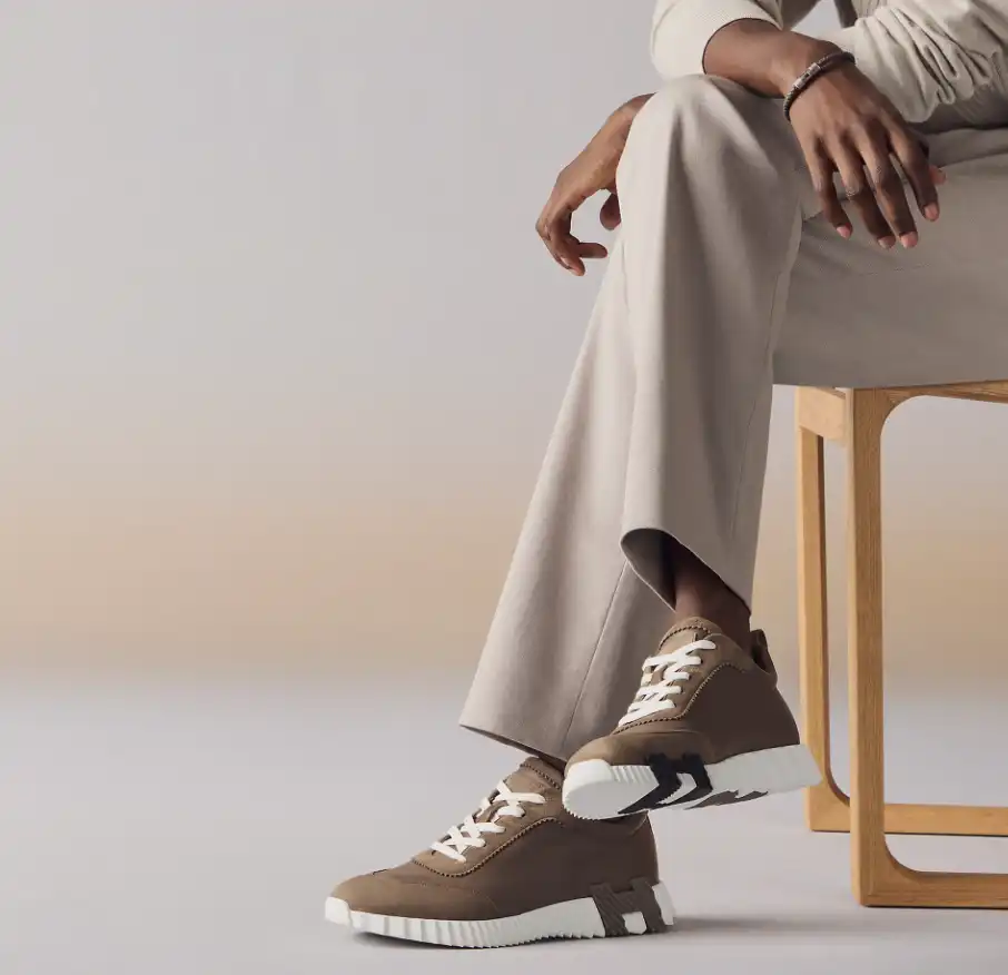 Hermes Bouncing Sneakers Leather Suede Etoupe - photo 5