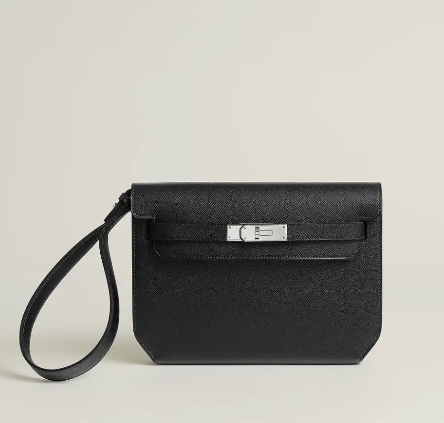 Hermes Kelly Depeches 25 Pouch Black Epsom PHW - photo 5