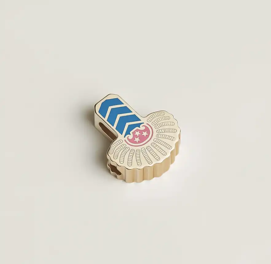 Hermes Hermes Epaulette Twilly Scarf Ring Permabrass / Bleu Vif / Rose