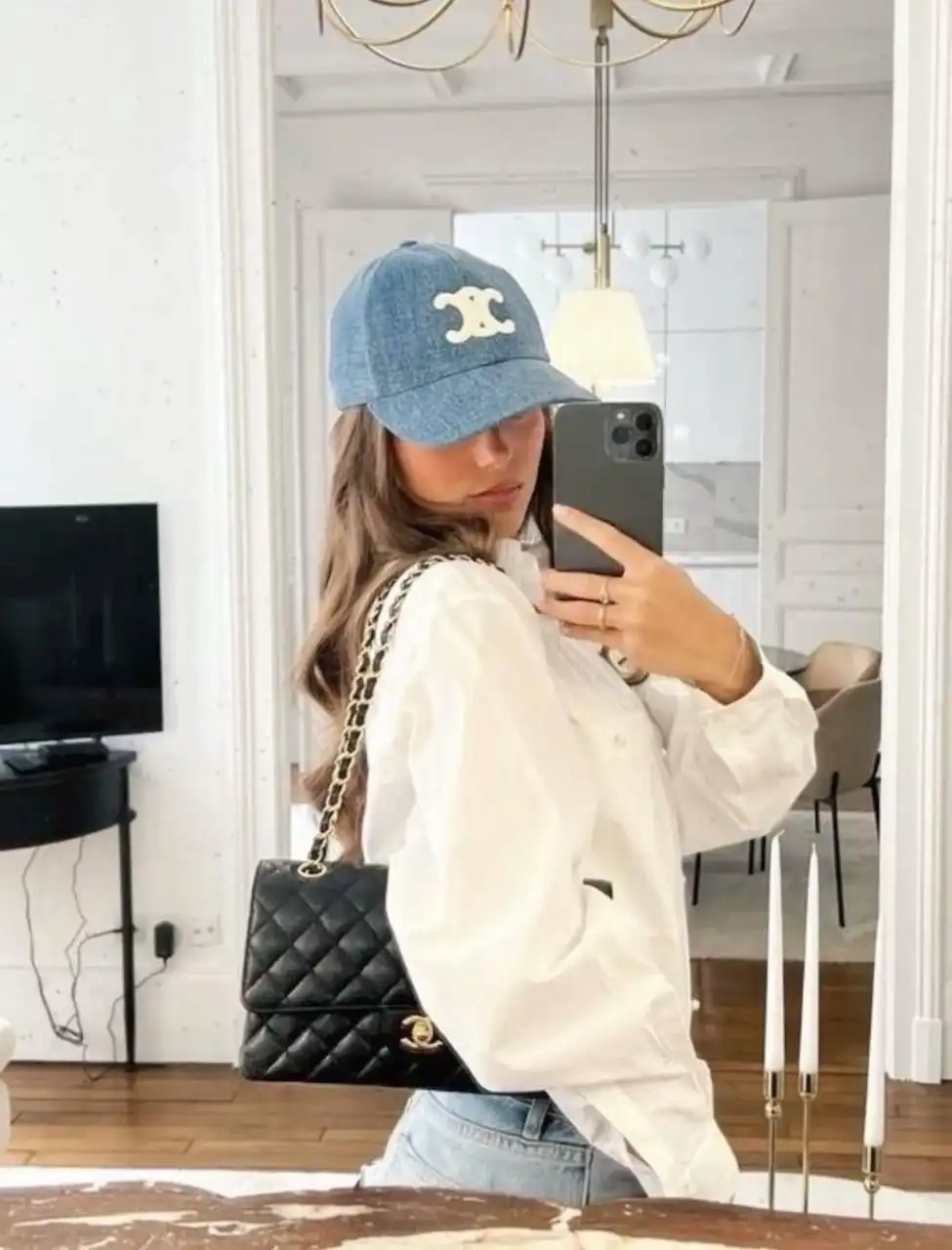 Celine Triomphe Baseball Cap in Denim Union Wash - photo 6