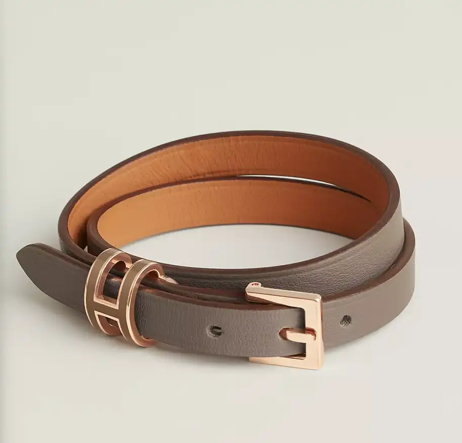 Hermes Hermes Pop H Double Tour Bracelet Etoupe RGHW