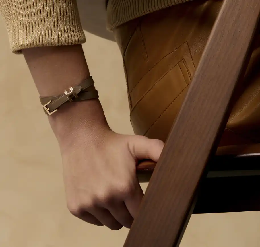 Hermes Pop H Double Tour Bracelet Etoupe RGHW - photo 6