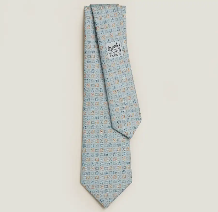 Hermes Hermes Tie Couture Sellier Gris Moyen / Orange / Bleu Moyen