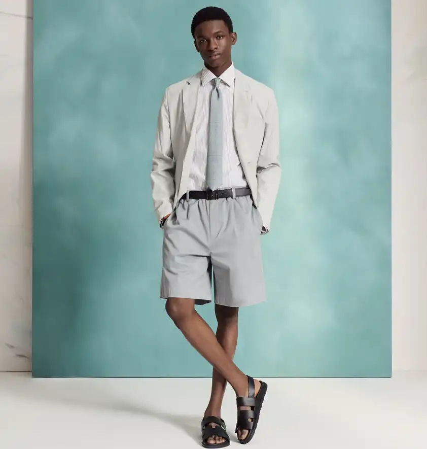 Hermes Tie Couture Sellier Gris Moyen / Orange / Bleu Moyen - photo 3