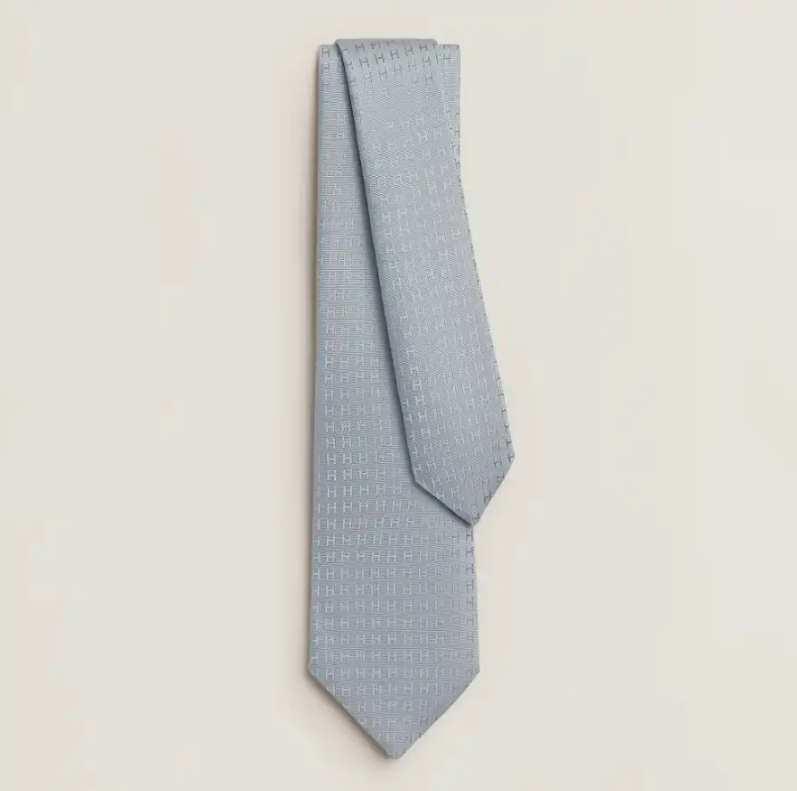 Hermes Hermes Faconnee H Tie New H Gris Glacier