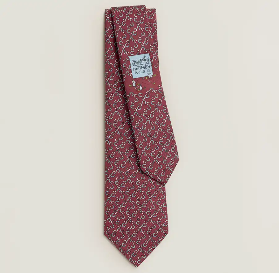 Hermes Hermes Fers Lucky Tie Bordeaux / Bleu Moyen / Azur