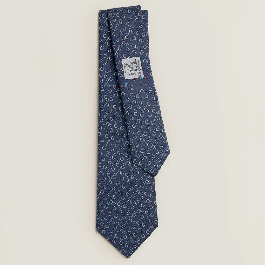 Hermes Hermes Fers Lucky Tie Bleu Marine / Gris / Bleu Moyen