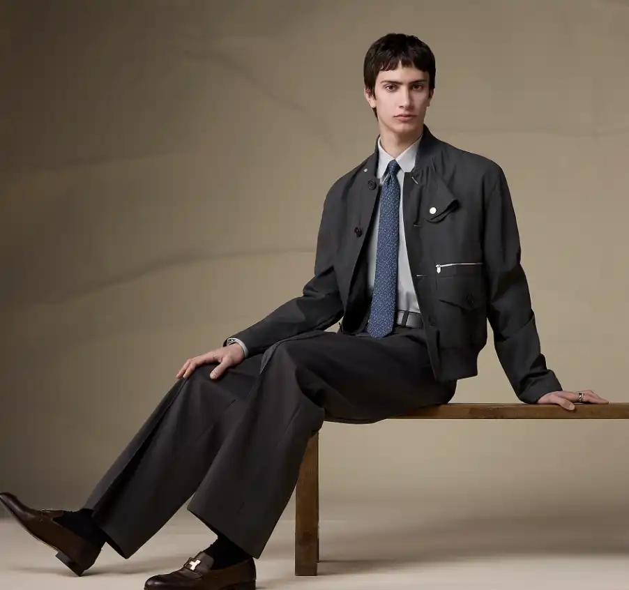 Hermes Fers Lucky Tie Bleu Marine / Gris / Bleu Moyen - photo 3