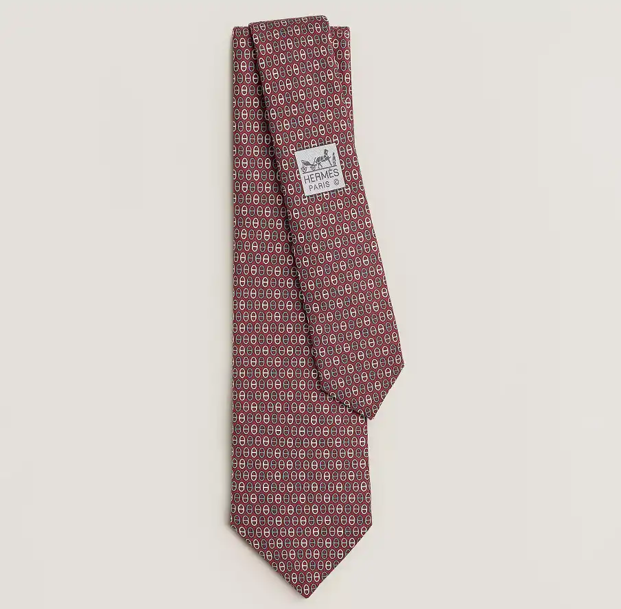 Hermes Hermes Trois Petits Maillons Tie Bordeaux / Anthracite / Gris Clair