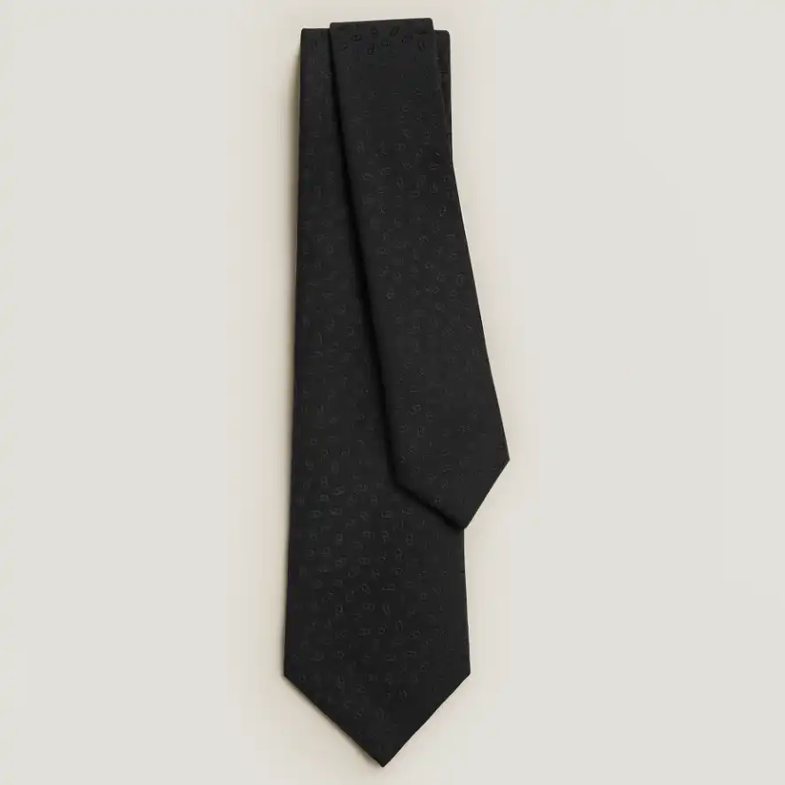 Hermes Hermes Faconnee Maillons Tie Noir