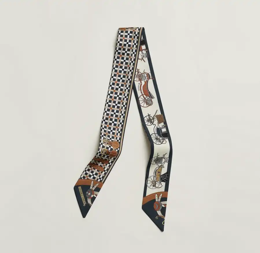 Hermes Les Voitures Nouvelles Twilly Marine / Caramel / Blanc - photo 5