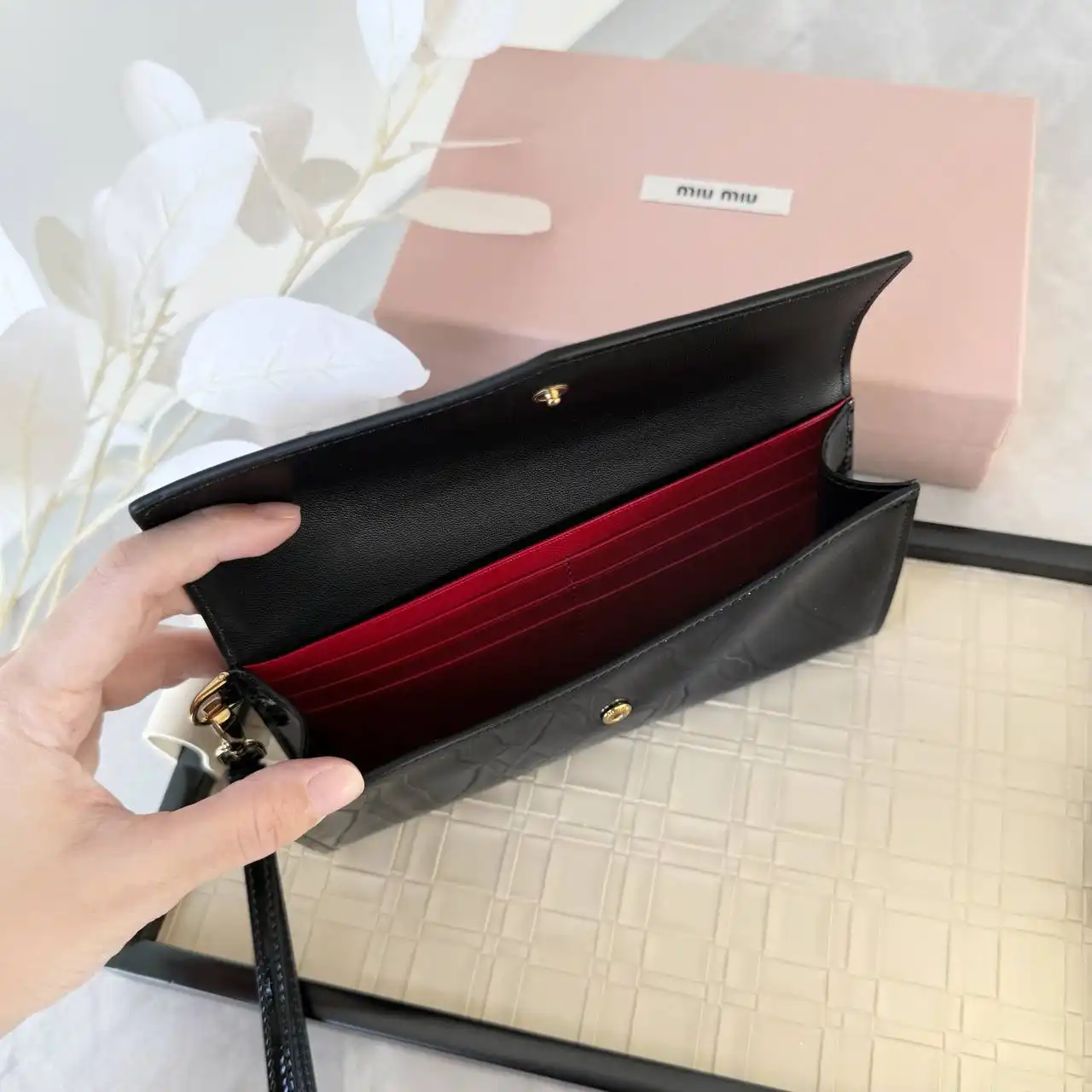 Miu Miu Miu Miu Patent Wallet Black