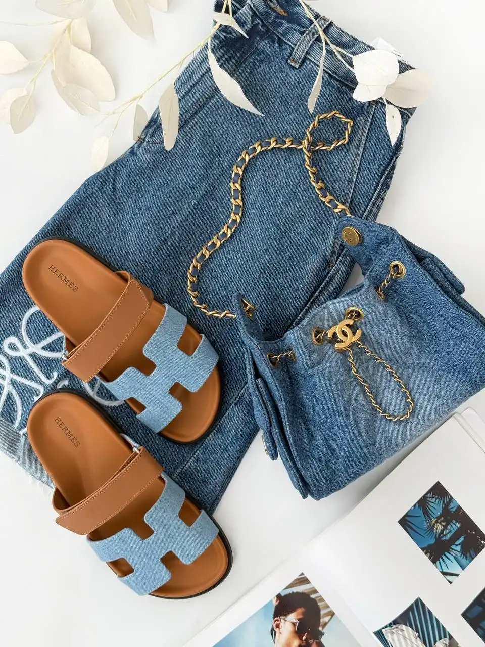 Hermes Chypre Sandal Denim Bleu Clair / Naturel - photo 1