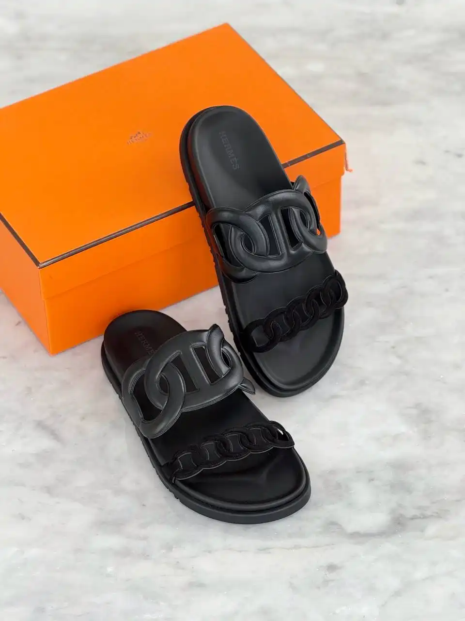 Hermes Hermes Extra Sandal Half Suede Black