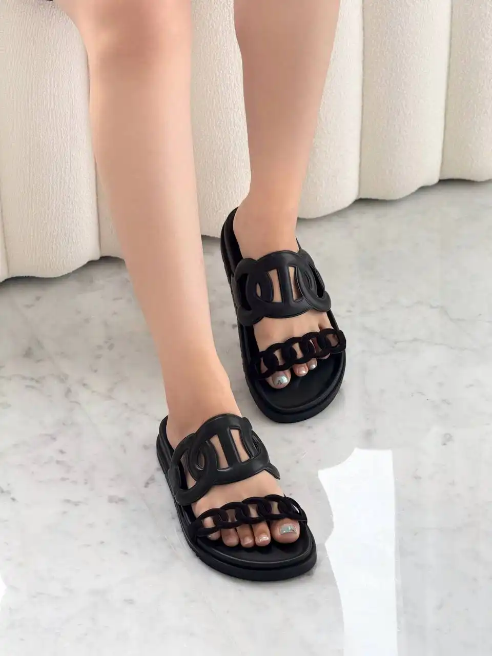 Hermes Hermes Extra Sandal Half Suede Black