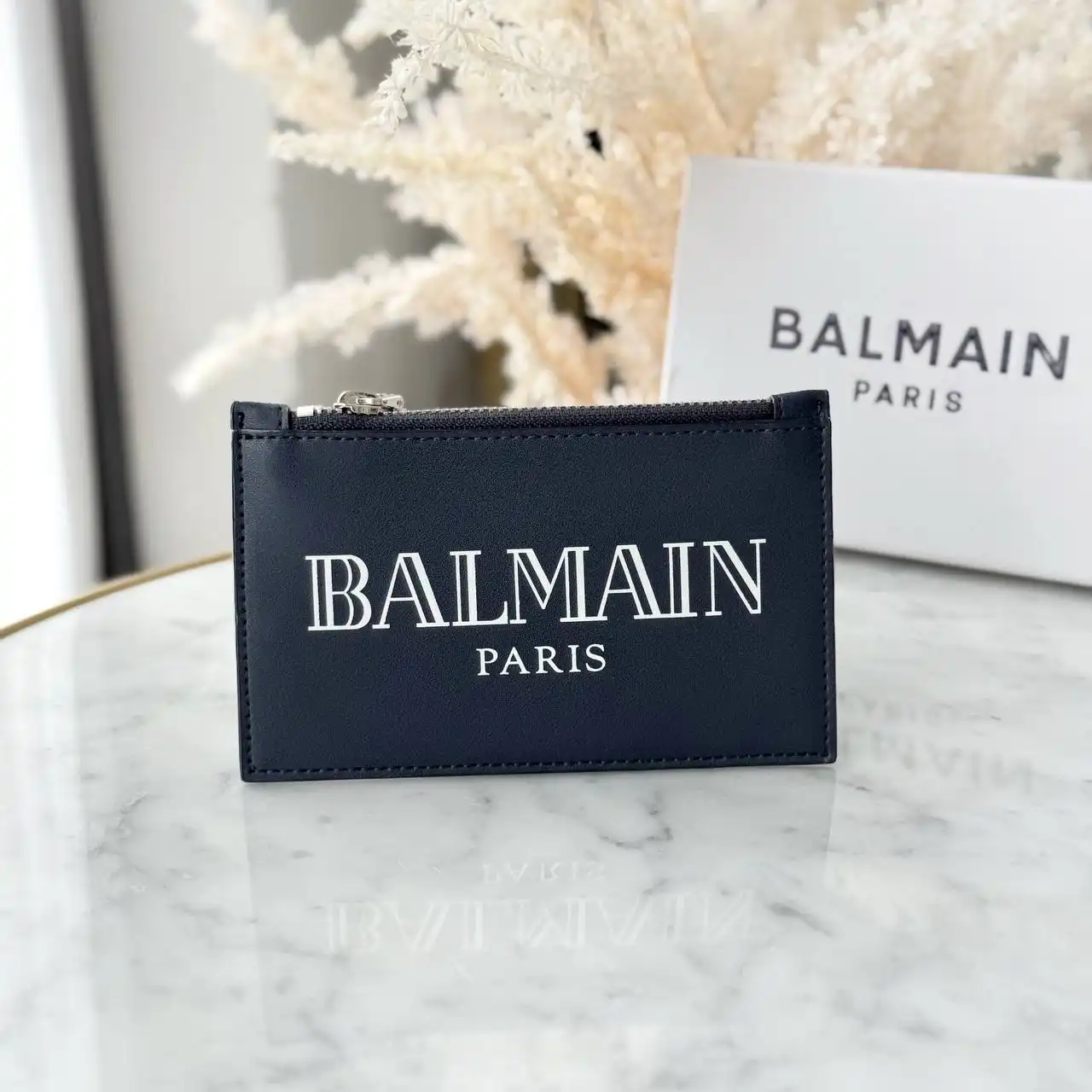 Balmain Balmain Thin Wallet Navy Classic Logo