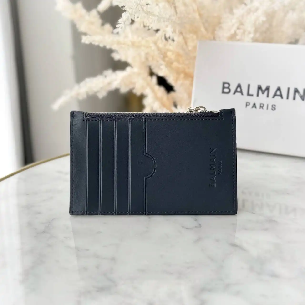Balmain Balmain Thin Wallet Navy Classic Logo