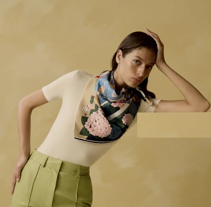 Hermes LEsprit sEnvole Scarf 90 Bleu Marine / Vert / Creme - photo 3