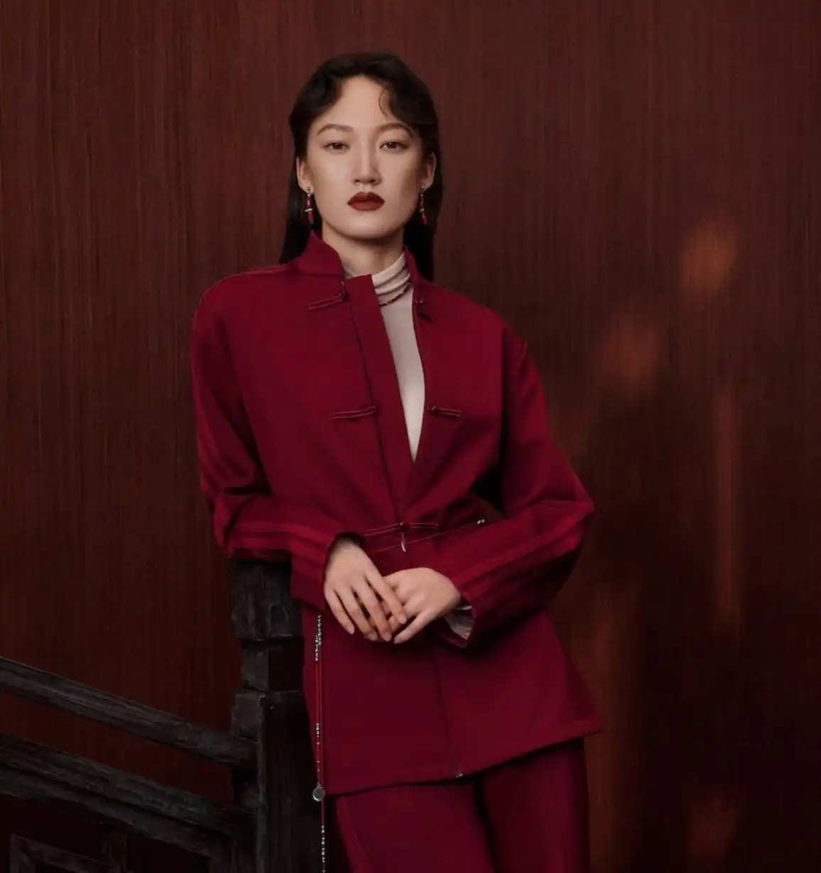 Adidas Chinese Tang Jacket Burgundy - photo 4