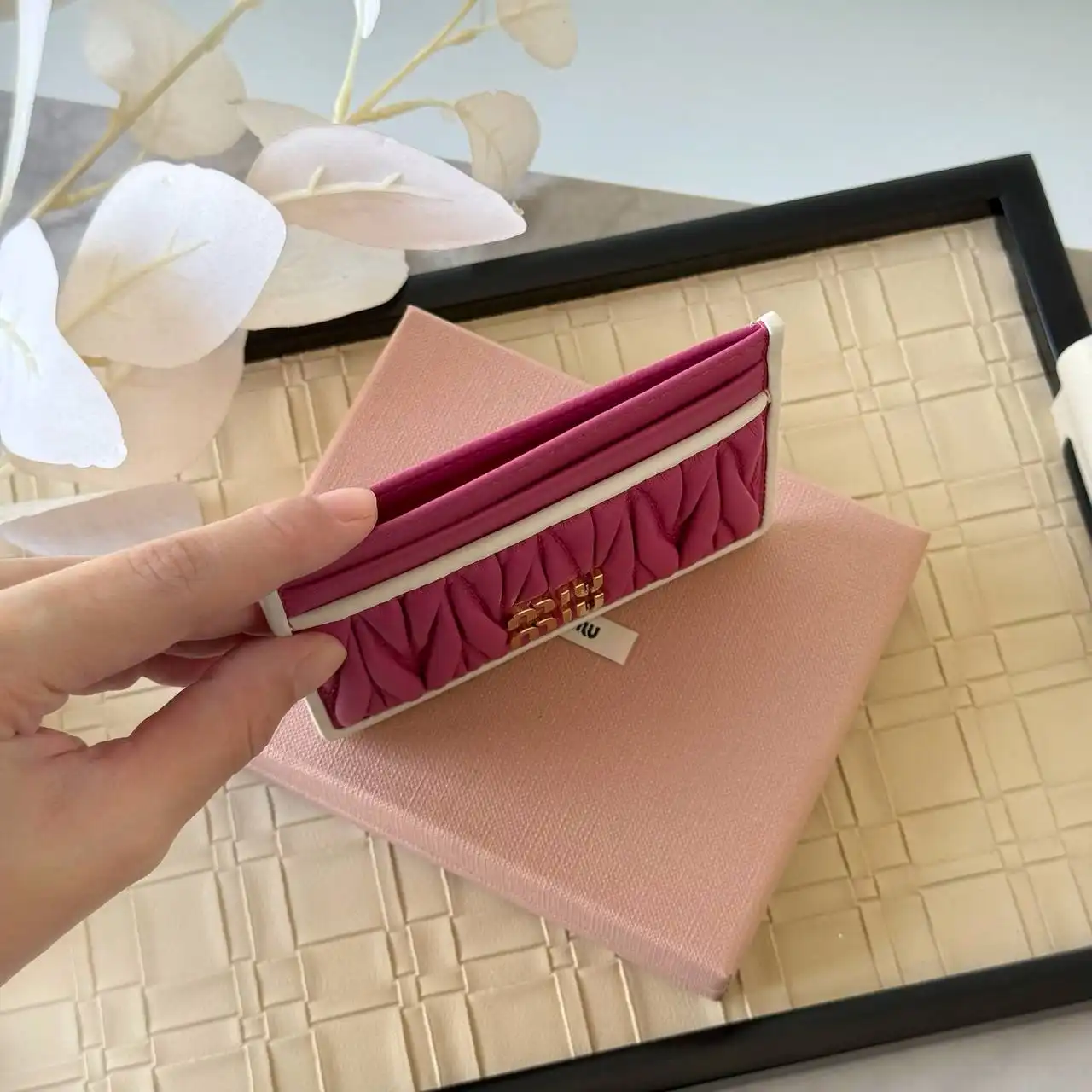 Miu Miu Card Holder Wallet  Fuschia List White - photo 3