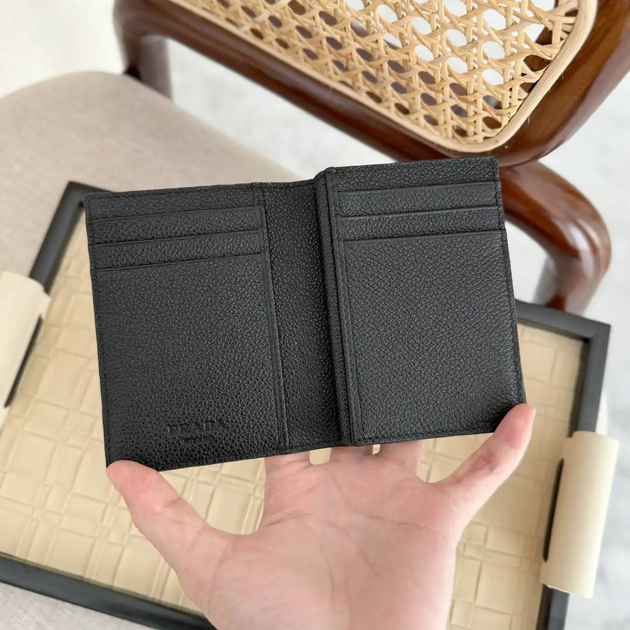 Prada Prada Vertical Bifold Card Holder Black