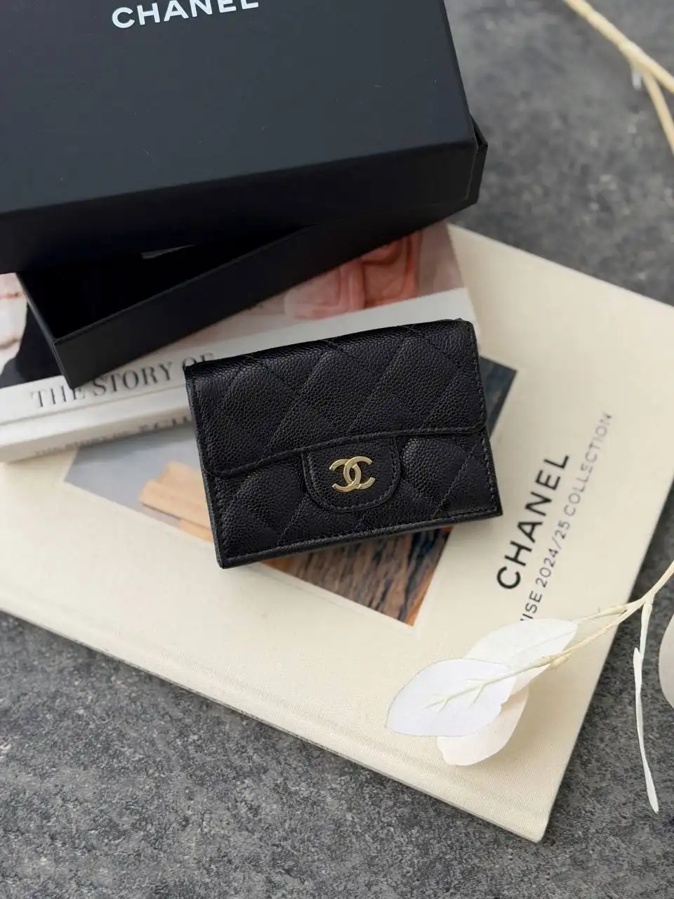 CHANEL Chanel Mini Trifold Wallet Black GHW