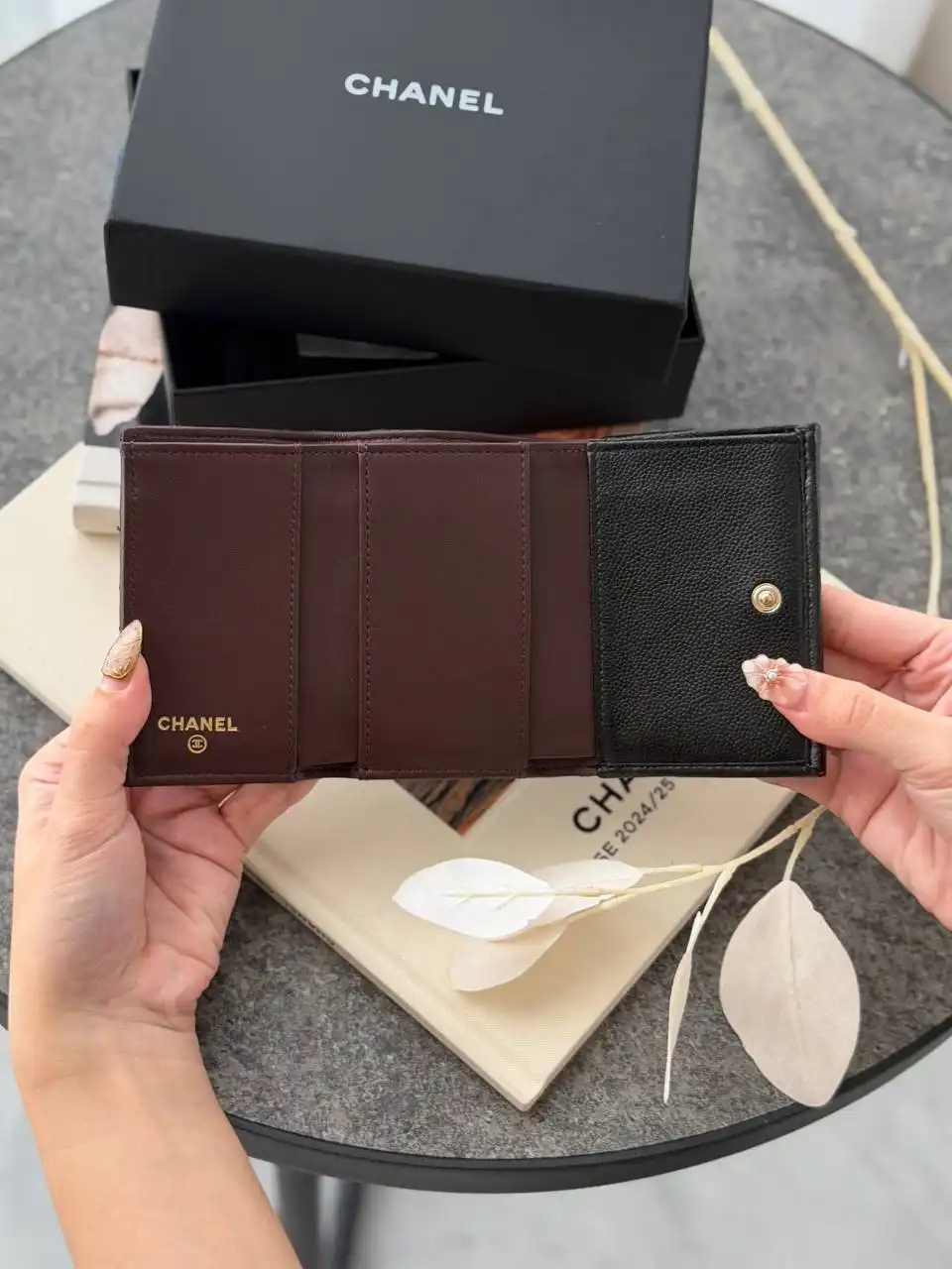 Chanel Mini Trifold Wallet Black GHW - photo 3