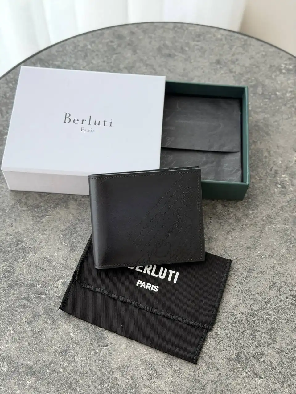Berluti Berluti Makore Slim Compact Wallet Venezia Calf Leather Atlantide