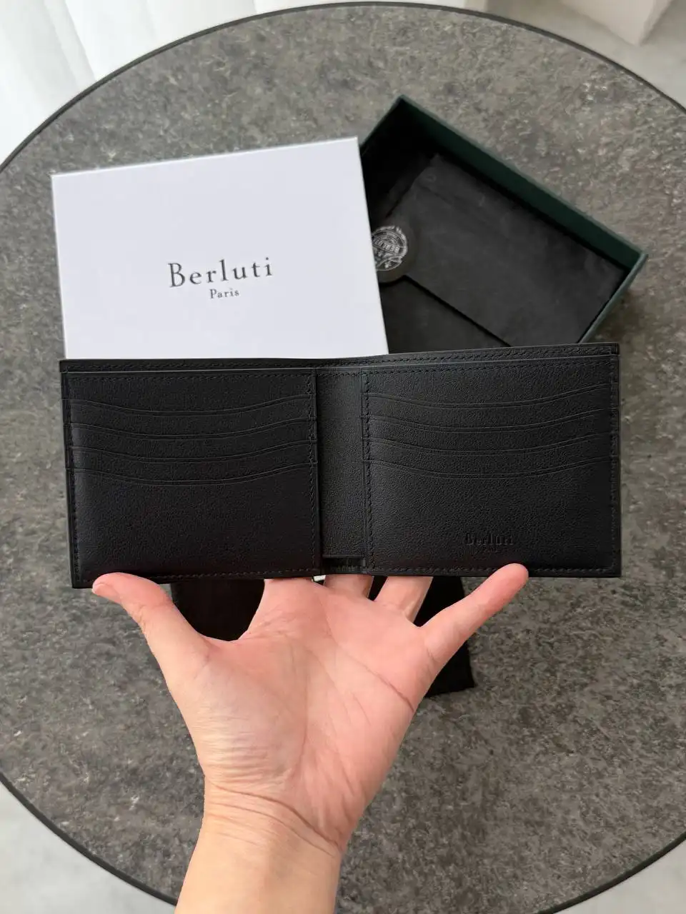 Berluti Berluti Makore Slim Compact Wallet Venezia Calf Leather Atlantide